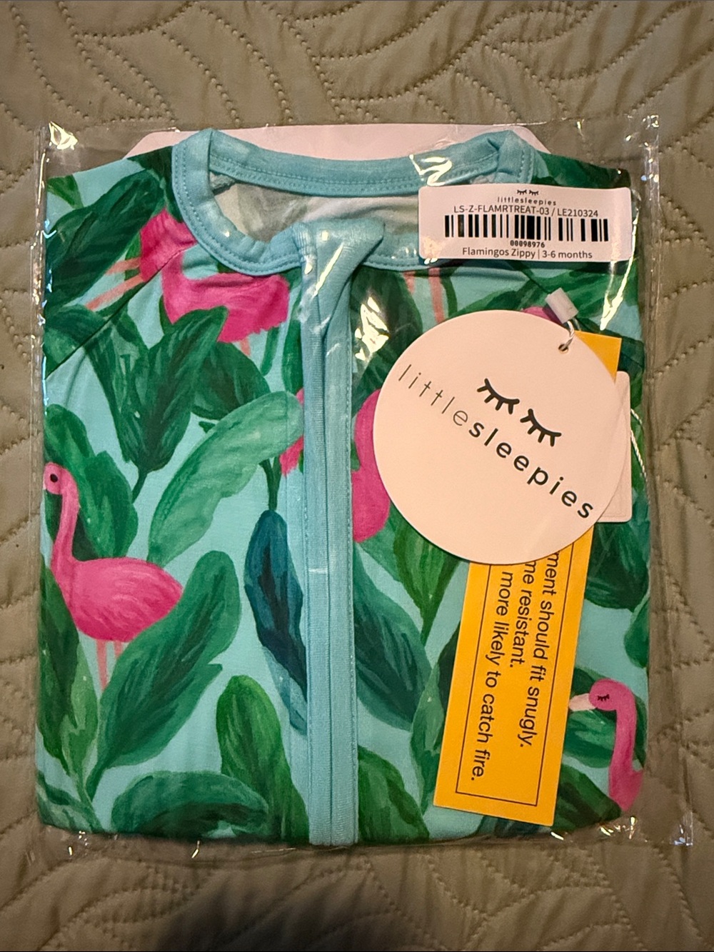 Little Sleepies Pink Flamingo Zip Front One-Piece Footie